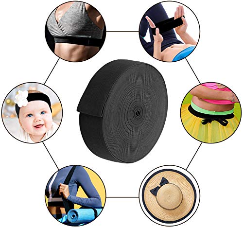 Libai-V Elastic Bands Elastic Spool For Sewing Art Craft 10 Yards/1 Inch (Black) #TOP4
