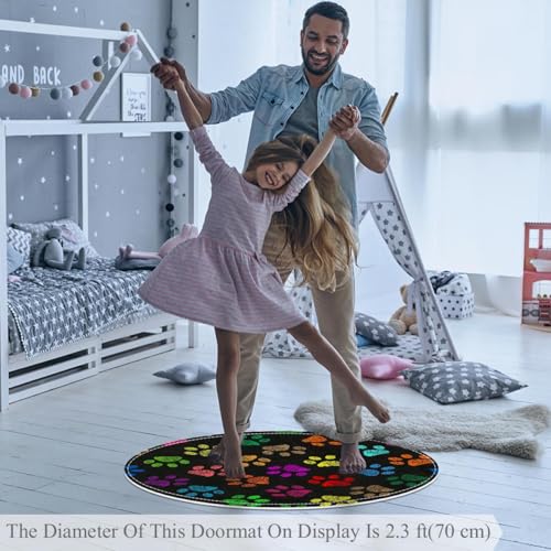 Tapis de salle de bain antidérapant rond 1m pour chambre et canapé - 3