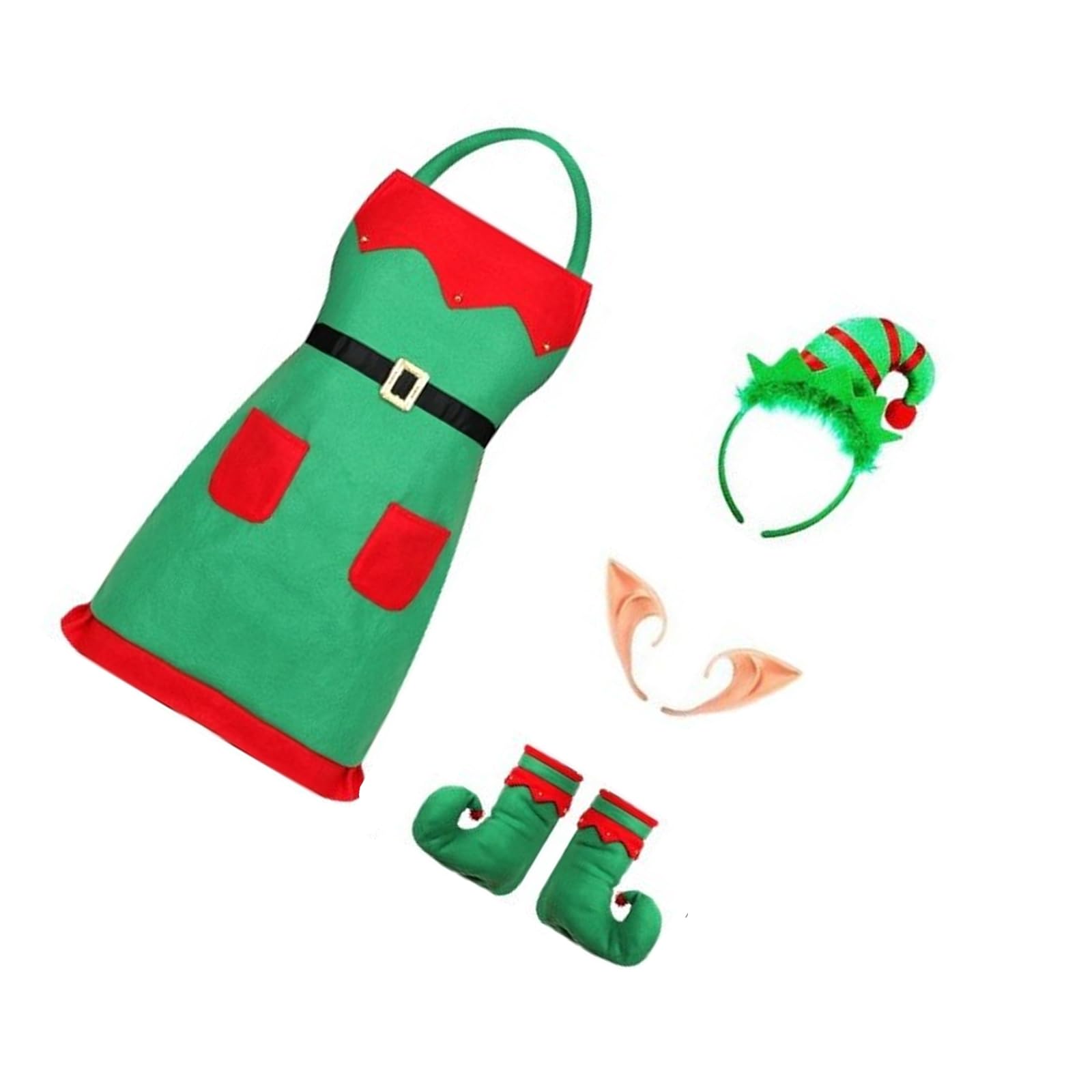 APGLSXY Christmas Santa Apron Outfit Cosplay Elves Costume Set for Parades and Family Gatherings Holiday Celebrations Dressingup Christmas Celebration Outfit
