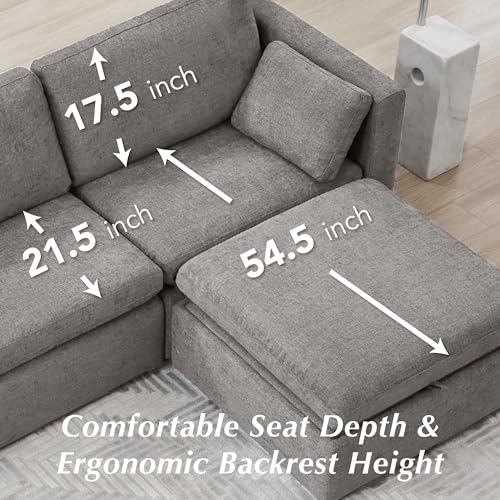 Image of CHITA 112 inch Modular Sectional Sofa, 4 Seat Modular Couch, Grey