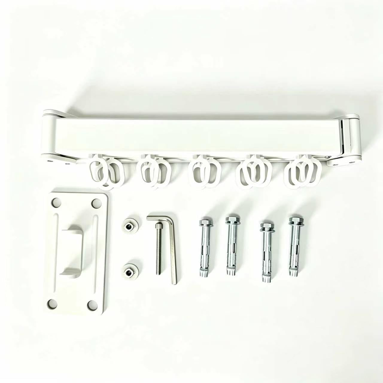 Ausziehbarer, Faltbarer Wandwäscheständer (128 cm), platzsparende Wandmontage, ideal für Balkone, Badezimmer und Waschküchen Weiß (Weiß)