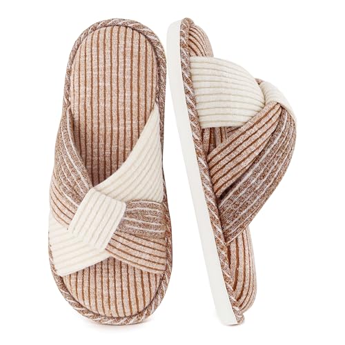 Cross Slippers for Women, Comfy Memory Foam House Bedroom Slippers Trendy Woman Gifts Home Shoes for Room Indoor Kitchen