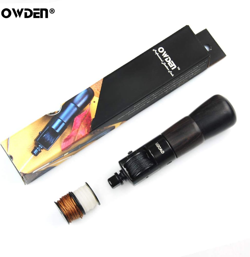 OWDEN Professional Leathercraft Stitch awl tool, Leather Sewing Awl tool for leather,Belt,Canvas,Fabric,Bag repair lockstitch tool set.Speedy Stitcher Professional leather craft tool.(3 Thread Colors)