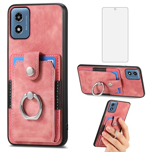 Étui portefeuille Moto G Play 2024 avec verre trempé et porte-cartes XT2413V