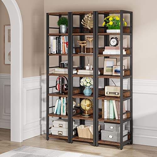 Image of Tribesigns 6-Tier Corner Shelf, 75 Inch Tall Narrow Bookshelf Storage Rack, Etagere Shelves Display Stand for Small Spaces, Rustic Open Bookcase Square Shelf Tower for Living Room Bathroom