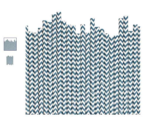 14 StarsPaper Straws (Pack of 100) Navy Blue Zig Zag Biodegradable Thick 6mm Straws for Smoothies, Milkshakes, Juice, Birthday, Party, Cafe, Restaurant, Wedding Straw in Bulk