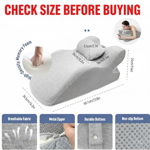 Image of PilloWillo Multifunctional Wedge Cushion | Sitting, Sleeping, Leg Elevation, Face Down Sleeping, Acid Reflux Relief | Orthopedic Memory Foam Pillow for Abdomen, Back, Neck, Leg & Versatile Usage