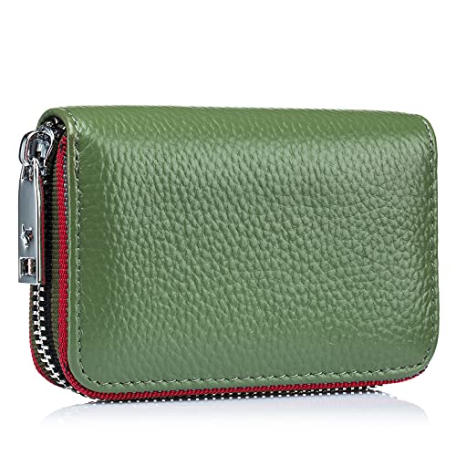 RFID Credit Card Holder For Women Men Small Zipper Leather Card Wallet (Fruit Green)4