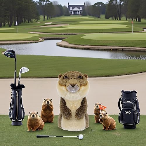 Miniatura 7 de Profey Golf Club Covers, GroundhogGopher Golf Club Head Covers, Funny Golf Headcover, Animals Plush Driver Headcover Gift for Men Women Kids, Fits