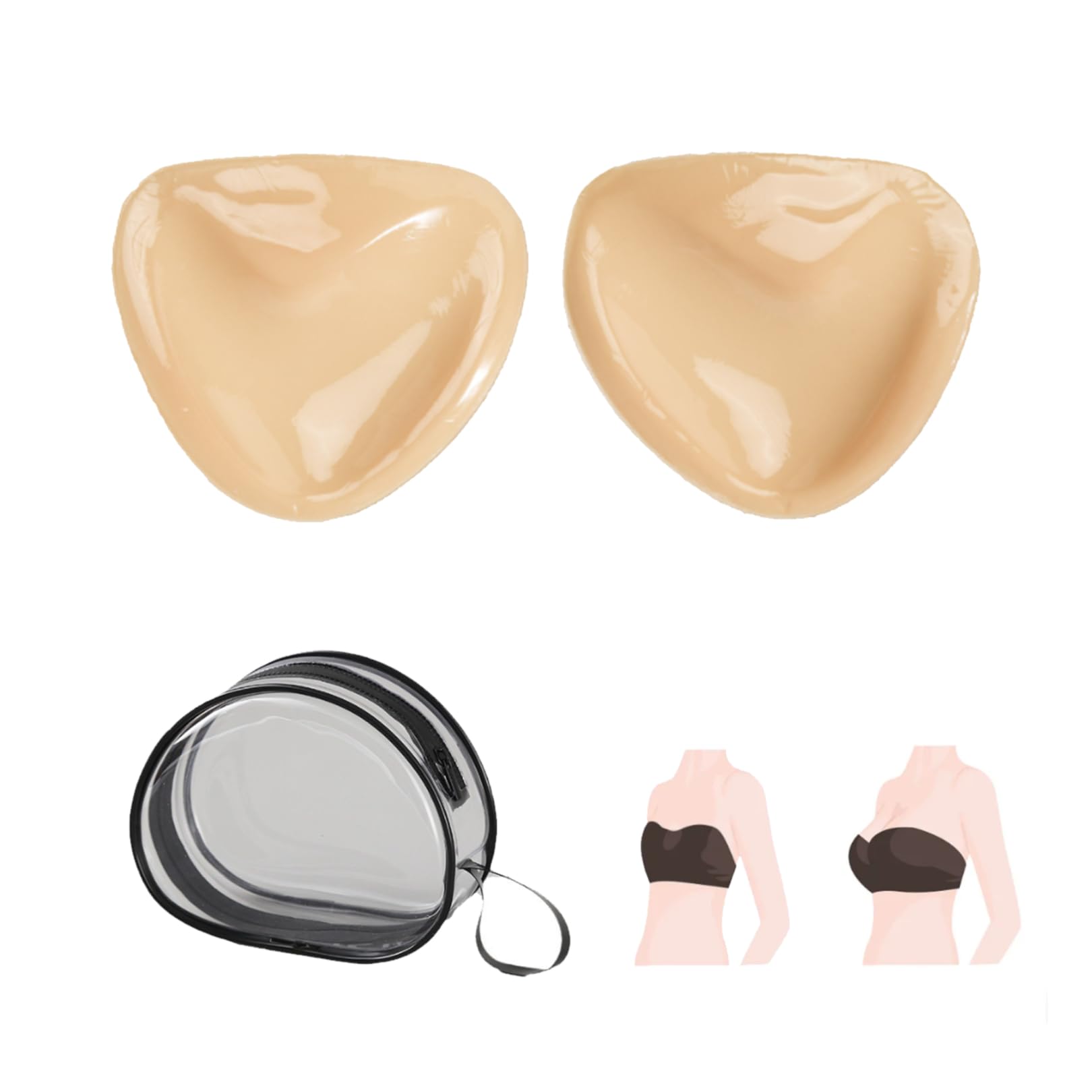 2 Pezzi Reggiseno Invisibile Push Up, Coppe Adesive Seno Imbottitura, Reggiseno Cuscinetti Adesivo Delicato sulla Pelle per Donna Matrimonio Bikini