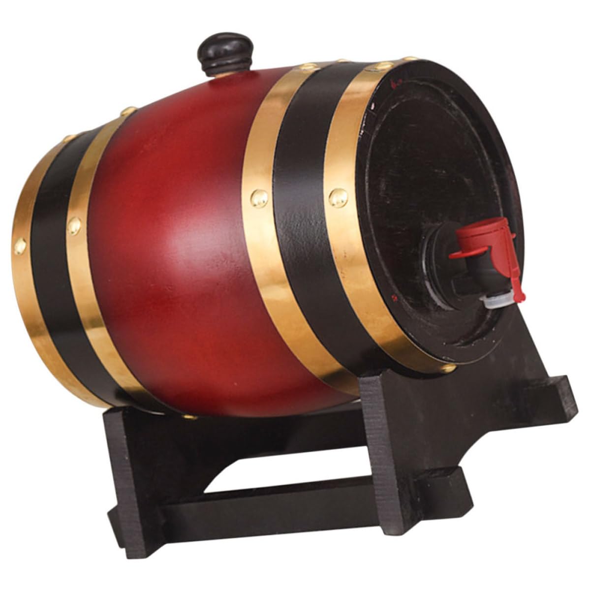 Botte di Vino in Legno 3l Rubinetto, Base Curva, Decorazione Oktoberfest