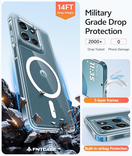 Image of FNTCASE for Moto G 2026 /2025 Case: Motorola Moto G Play 5G 2026 Case [Fit for Magsafe] [Screen Protector] Anti Yellowing Transparent Clear Phone Cover - Military Grade Shockproof Protective Cases