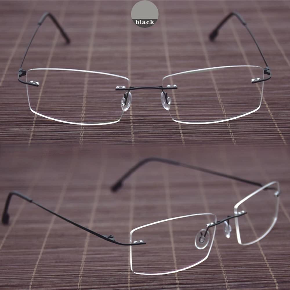 FREAZE Occhiali da lettura ultraleggeri fotocromatici occhiali da lettura senza viti, per uomo e donna, senza bordo, multifocus 1.0X-3.0X (colore : nero, dimensioni: 1.25x)