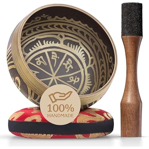 Tibetan Singing Bowl Set – Authentic Hand-Tuned Sound Bowl for Meditation – Complete Meditation Bowl Kit with Cushion, Mallet & Guide – Perfect Tibetan Bell for Yoga, Relaxation, & Sound Healing Cover