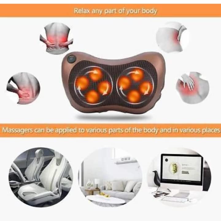 pillow massager Electronic Neck Cushion Full Body Massager with Heat for pain relief Massage Machine for Neck Back Shoulder Pillow Massager - Swiss Relaxation Therapy Adjustable Velcro Strap (Brown) pillow massager Electronic Neck Cushion Full Body Massager with Heat for pain relief Massage Machine for Neck Back Shoulder Pillow Massager - Swiss Relaxation Therapy Adjustable Velcro Strap (Brown)