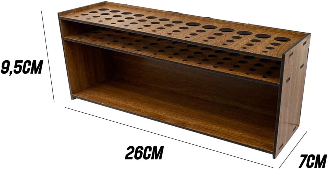 SODEF MDF Wooden Brush Stand, Desktop Paint Brush Organizer, 10.2x2.8x3.7 Inches, Brown - Brown