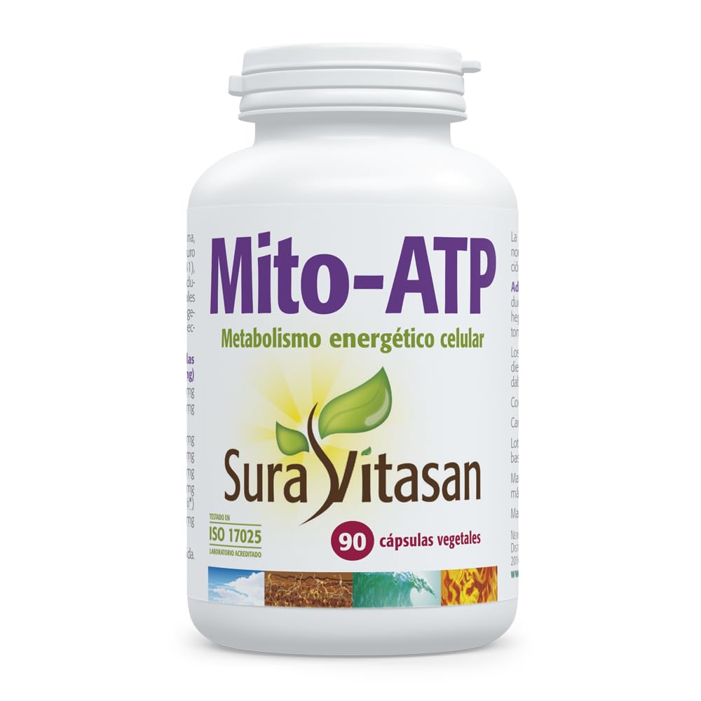 SURA VITASAN Mito-ATP 90 Cápsulas Soporte Mitocondrial con 7 Ingredientes | Acetil L-Carnitina, Ácido R-Lipoico, CoQ10 y Nicotinamida Ribósido (Precursor NAD+), para Energía Celular y Sistema Nervioso
