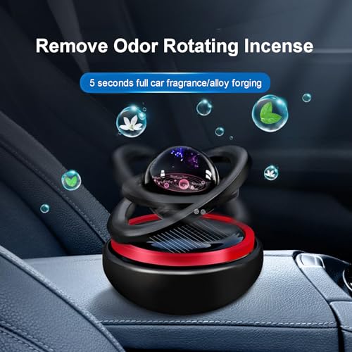 Image of Car Diffuser Solar Energy, Crystal Ball Solar Rotating Aromatherapy for Car Interior, Family, Vehicle, Vacation (Gold)