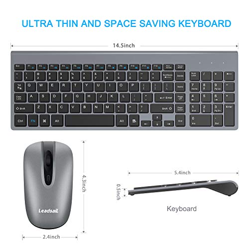 Leadsail Wireless Keyboard And Mouse Combo, Wireless Usb Mouse And Computer Keyboard Set, Compact And Silent For Windows Laptop, Desktop, Pc #TOP2