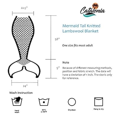 Mermaid Tail Sherpa Blanket, Super Soft Warm Comfy Sherpa-Lined Knit Mermaids with Non-Slip Neck Strap, for Girls Women… 5190F5a2 ML. SS400