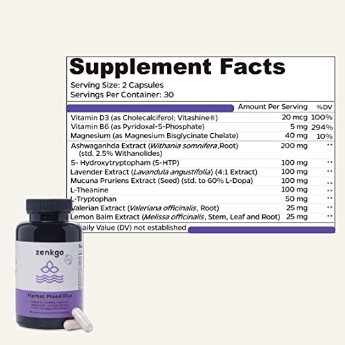 Zenkgo Mood Support Supplement & Multivitamin 2Pack For Women Supports Immunity, Digestion, Energy, Helps Calm The Mind & Body, Stress Relief, #TOP6