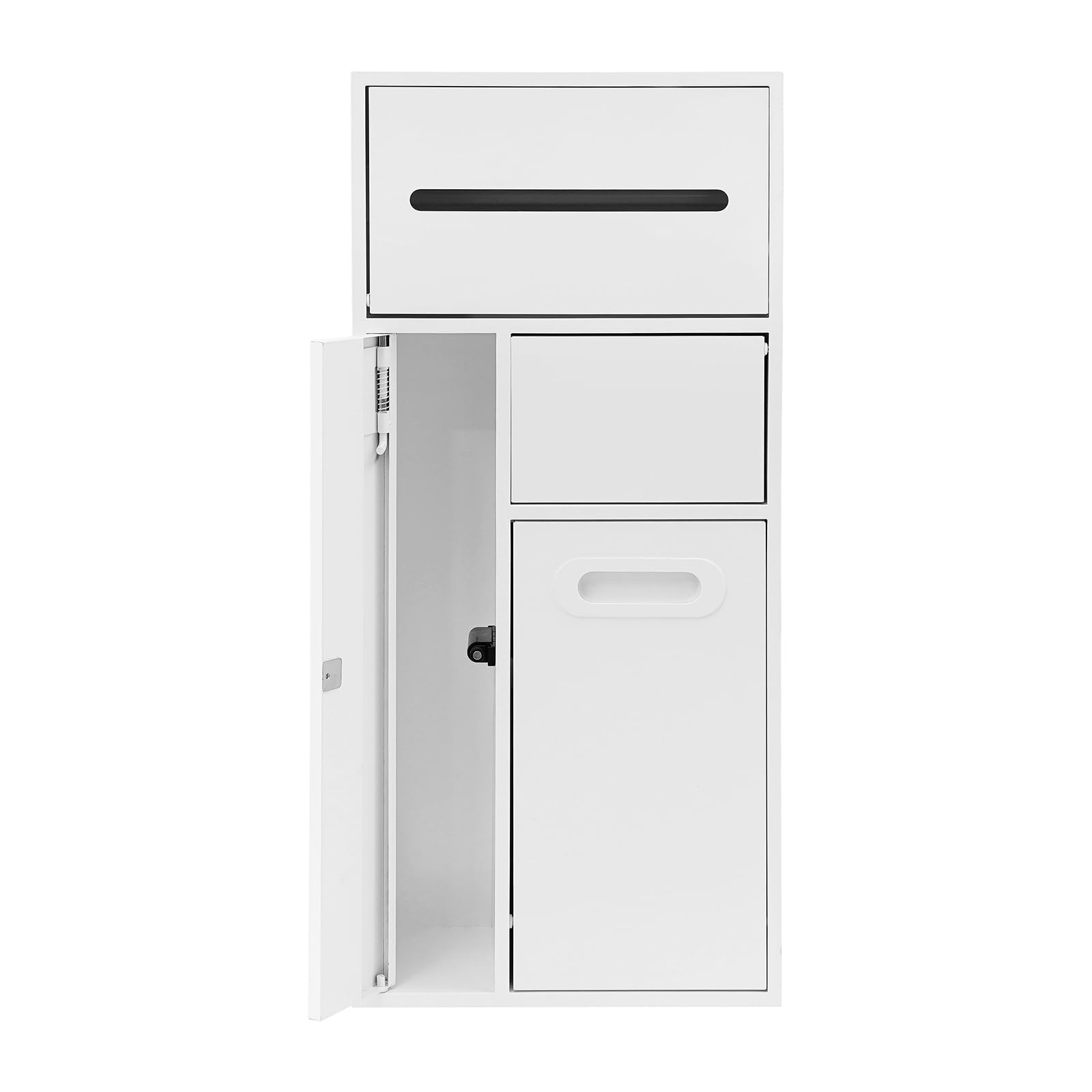 Nicho de baño multifuncional, nicho de baño de acero inoxidable 3 en 1 con cubo de basura empotrable, portarrollos de papel higiénico y soporte para cepillos, para baños modernos, 65 x 30
