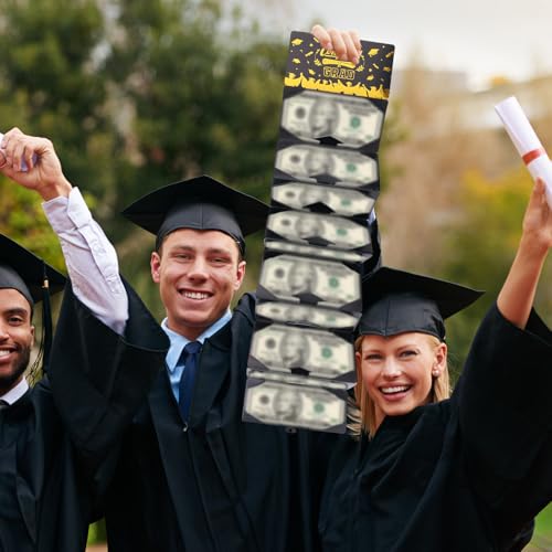 Abschluss Geldhalter, Schwarze & Goldene Abschlussgeldkarten mit Umschlag und Quaste mit 10 Kartenfächern für Highschool und College-Abschlussfeiern