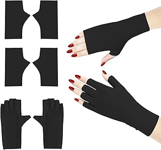 GoodSing UV Gloves, 3 Pack UV Shield Gloves for Gel Manicure, Light Protection Gloves for Gel Nail Lamp, Nail Art Fingerle...