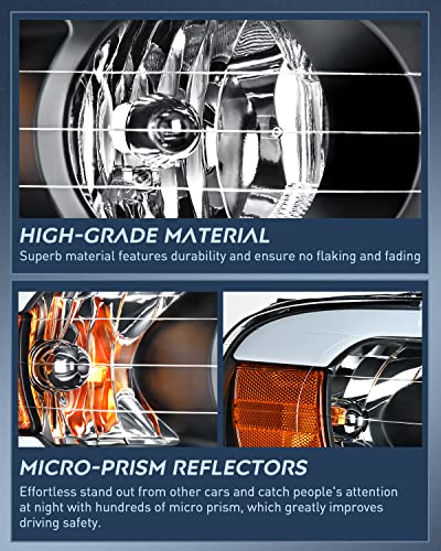 Nilight Headlights Assembly Led Drl For 2002-2005 Dodge Ram 1500/2003 2004 2005 Dodge Ram 2500 3500 Headlamp, Black Housing Amber Reflector #TOP5