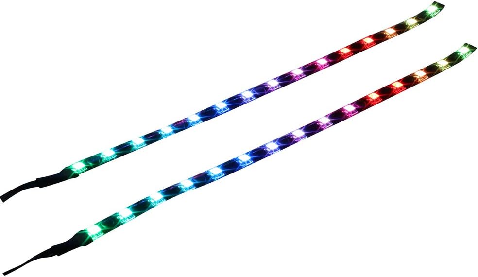 OneWatt Rainbow RGB LED Strip Computer Lighting via Magnet for PC Case (5050 SMD 2pcs 15leds 30cm, Rainbow Fan kit Extension Accessories, D Series)