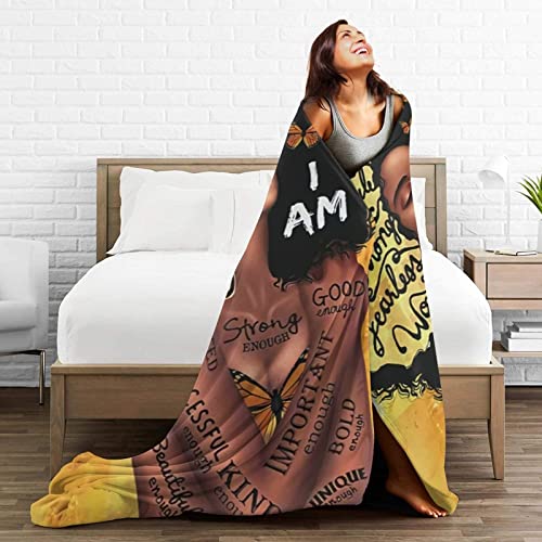 African Black Women Blanket Microfiber Cozy Throw Blanket Soft Queen Size For Couch Camping Travel 60X50 Inch #TOP4