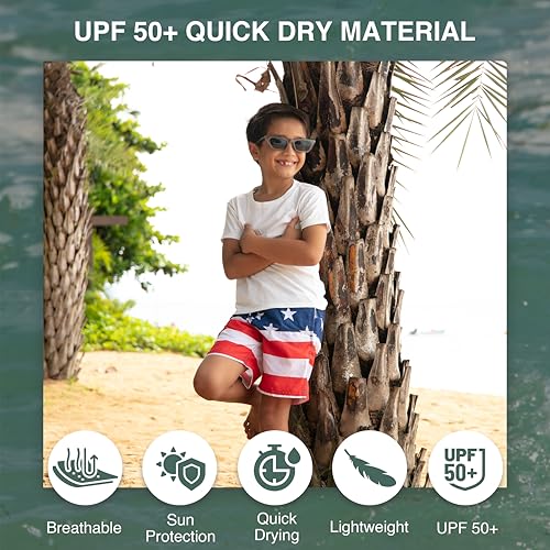 Image of Kanu Surf Boys' Victor Stripe Quick Dry Beach Board Shorts Swim Trunk