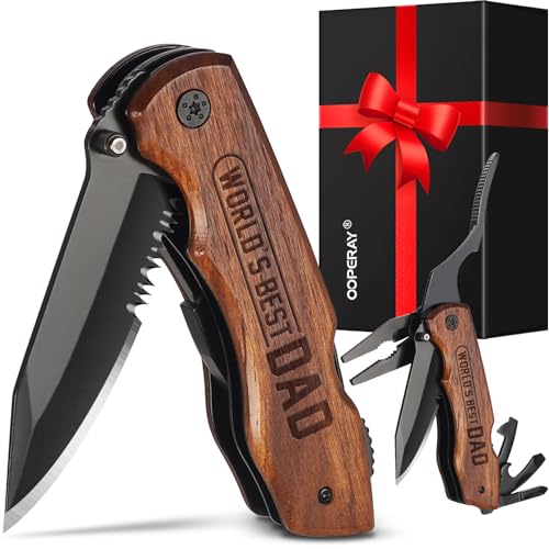 Fathers Day Dad Gifts Fathers Day Birthday Gift for Dad Wood Pocket Knife Wood Handle Pocket Knife for Camping Hiking Fishing Gifts