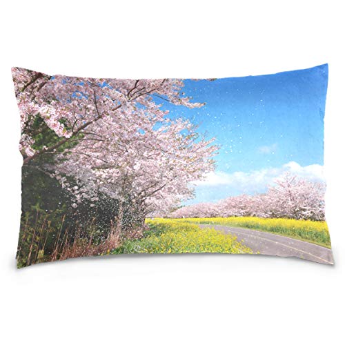 Pillow Covers Cherry Rapeseed Flowers Cushion Case Fashion Sofa Cushion Cover With Invisible Zipper Plush Pillow Covers 40x60 cm, For Car, Bed, Couch