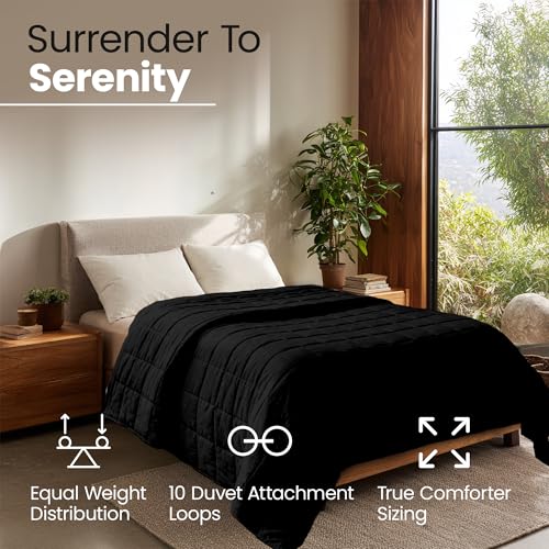 Image of HomeSmart 40 lbs Weighted Blanket King Size, Oversized Heavy Blanket, Fits Standard and California King Beds, Black