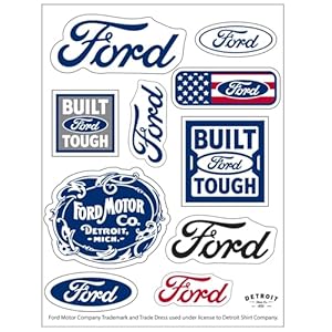 Built Ford Tough 10-Decal Sticker Sheet | 6″x 8″ Indoor/Outdoor Vinyl | Made in USA Officially Licensed Peel-Off Decals
