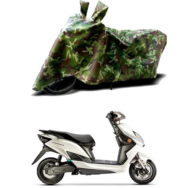 Image of 100% Water Resistant Bike Scooty Two Wheeler Body Cover Compatible for Evolet Derby Classic /UV-Rays /Heat Protection /Birds Dropping /Scratchproof /Dust Proof /Waterproof /All Varient[Green MJ]