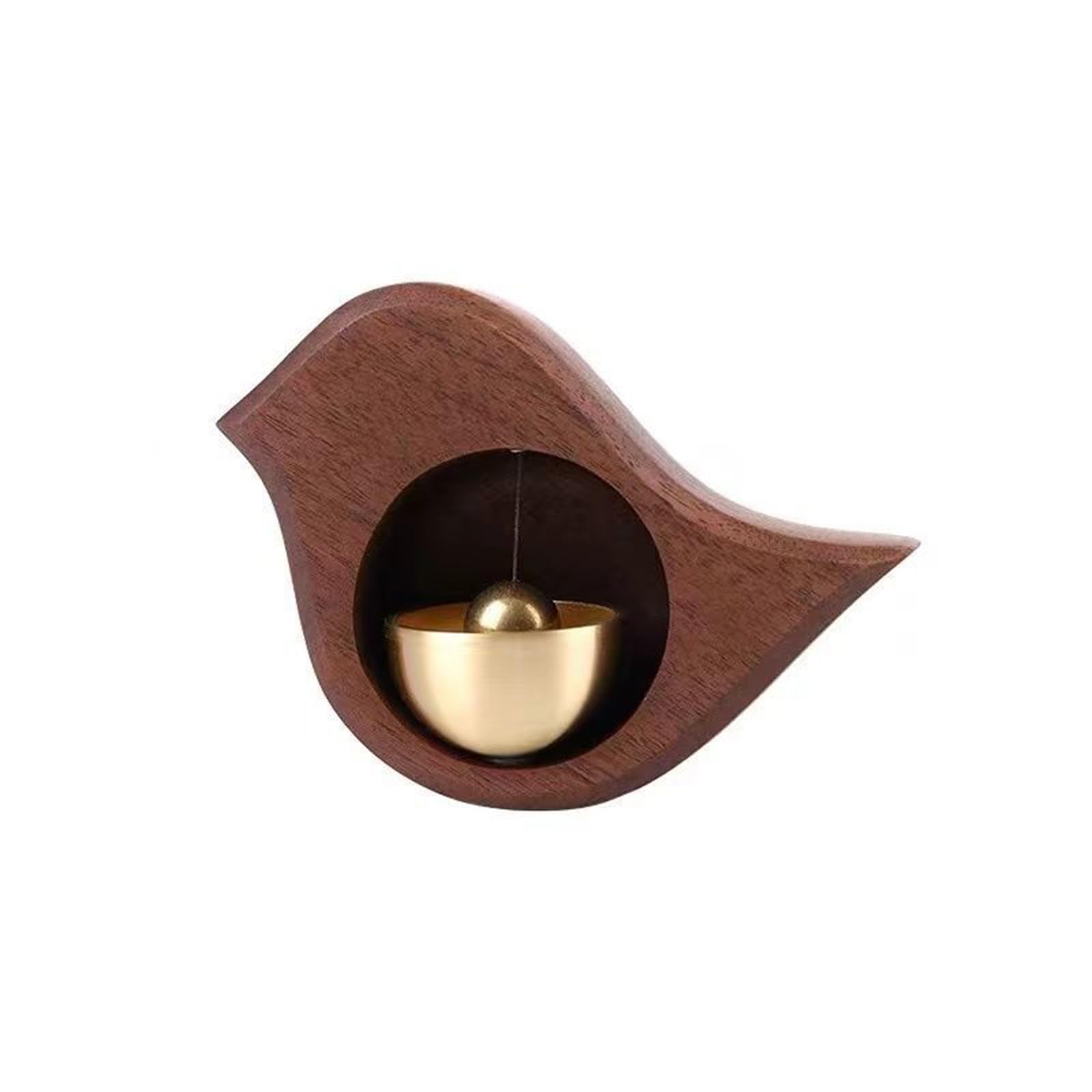 Handcrafted Walnut Bird Wind Chime Wooden Style Brass Magnetic and Double-Sided Tape Doorbell,Unique Shopkeepers Bell for Door Opening Cute Hanging Decoration Fun Creative Gift