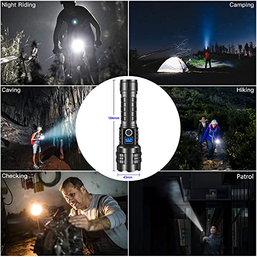 Ahhzdzq Super Bright Flashlight High Lumens Rechargeable, 100000 Lumen Xhp70.2 Powered Led Flashlights Brightest Flash Light, Powerful Handheld Tactical Flashlights For Camping, Emergency #TOP4