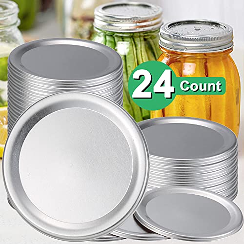 24-Count Canning Lids Regular Mouth Canning Jar Flats for Ball, Kerr Jars Ewadoo Split-Type Metal Mason Jar Lid for Canning-Food-Grade Material-100% Fit & Airtight for Small Mouth Jars