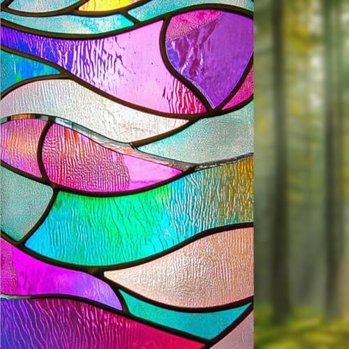Image of Nuxovilar Gothic Colorful Glass Lattice Cling Window Film 17.5x39.3 PVC