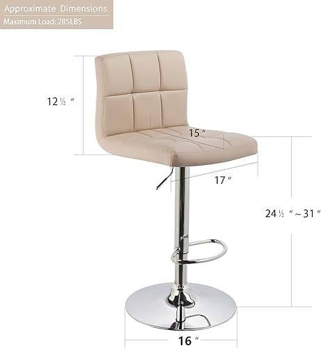 Miniatura 3 de DUHOME Taburete de bar WY-451 giratorio ajustable con respaldo juego de 2 taburetes de bar (capuchino)
