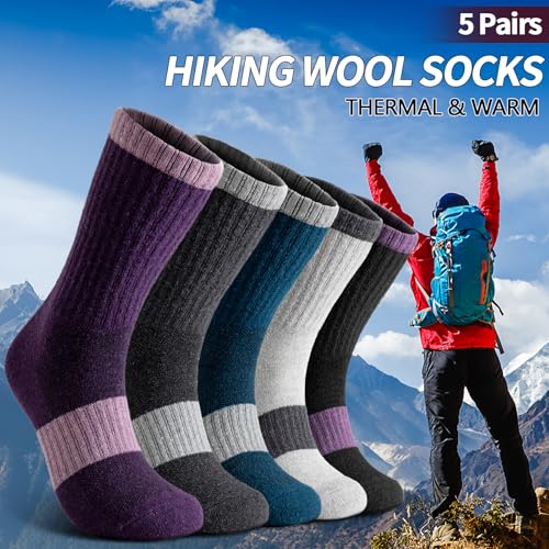 Image of Pleneal Wool Socks for Women - Womens Winter Warm Wool Sock Men Cozy Knit Boots Socks for Women