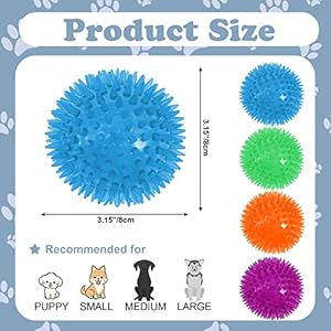 12Pack Squeaky Dog Toys,2.5″ Spiky Dog Ball,Dog Spiky Ball Cleans Teeth Pet Toys,Squeaky Dog Balls for Aggressive Chewers,TPR Rubber Puppy Toys,Bright Color Dog Chew Toys for Small Medium & Large Dogs