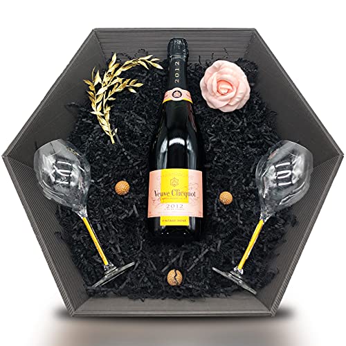 Veuve Clicquot Vintage Rosé 2012 Champagne 12% 0,75 l Geschenkset inkl. 2x Veuve Clicquot Gläser mit orangenen Stiel & zauberhafte Deko Cover