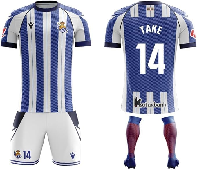 [HALASRTB] 25-26年 レアルソシエダ ホーム サッカーユニフォーム 久保建英 背番号14 TAKE ホーム 靴下付き