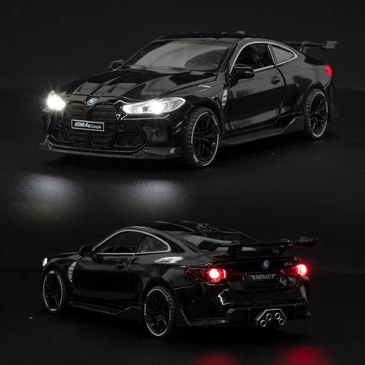 Image of Invite 1:32 Diecast Model Alloy B-M-W M4 Metal Pull Back Car with Sound Light, Openable Doors, Toy Vehicles for Kids Gift, car for Kids(Colors as Per Stock)