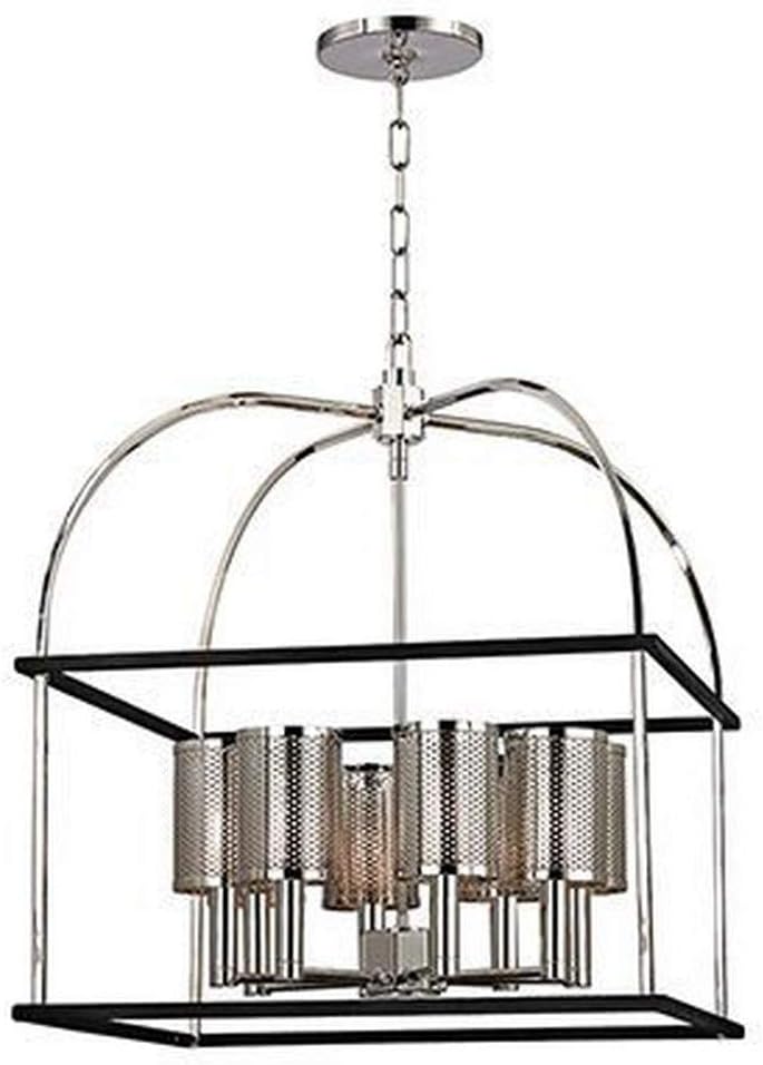 Vestal 8-Light Chandelier - Polished Nickel Finish with Polished Nickel Metal Shade