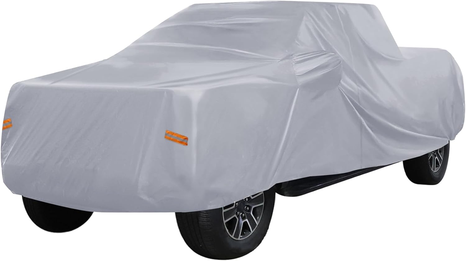 X AUTOHAUX Pickup Truck Car Cover for Toyota Tacoma Crew Cab Pickup 4 Door 6.1 Feet Bed 05-21 Outdoor Waterproof Sun Rain Dust Wind Snow Protection 190T PU with Driver Door Zipper Gray