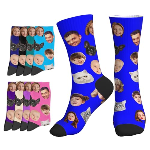 InterestPrint Custom Socks Funny 10 Faces Sock Personalized Gift for Men Women Family Xmas Christmas Gift Photo Socks